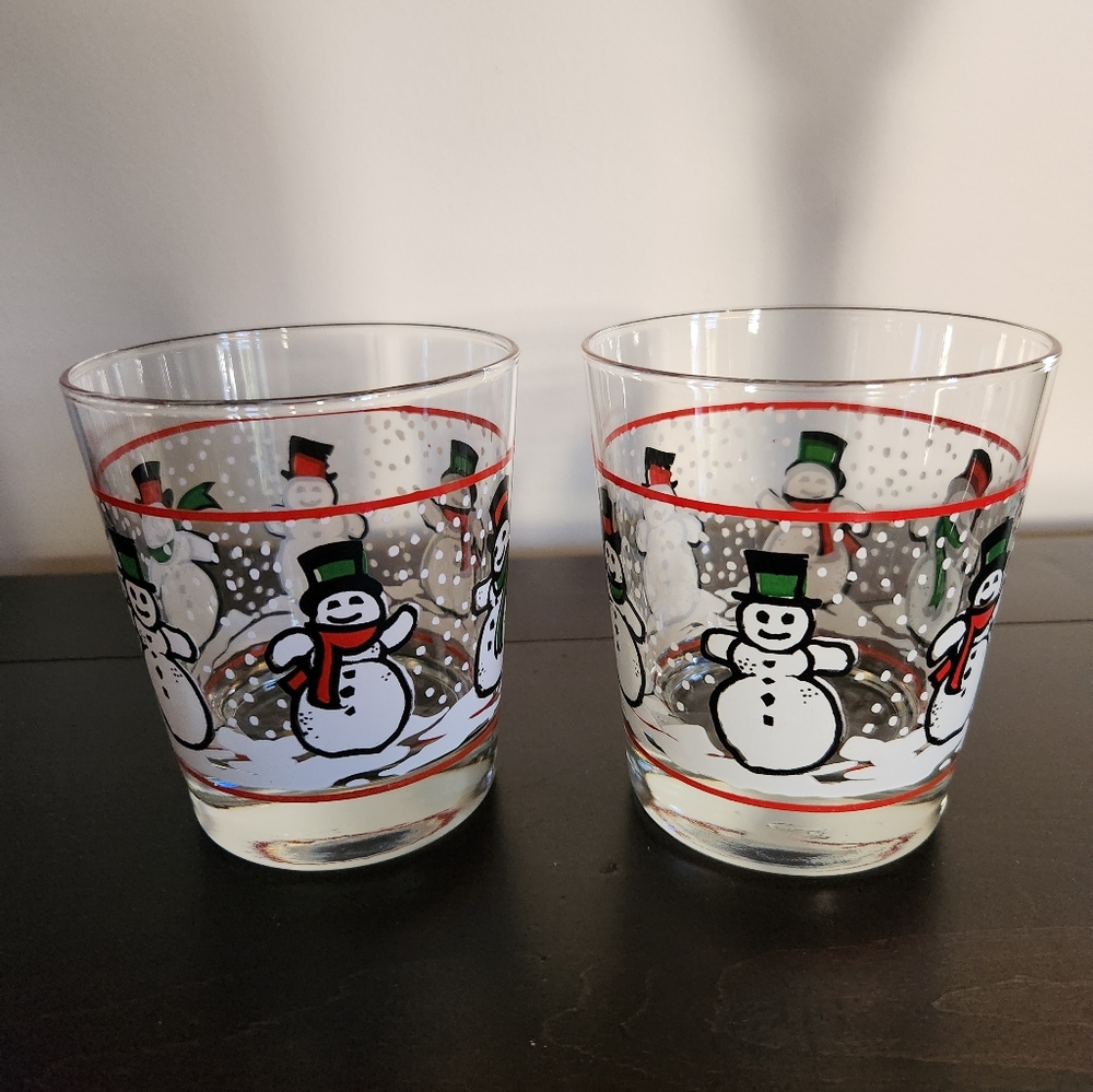 Libbey SNOW MAN Christmas Glasses
